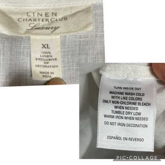 Charter Club Luxury Linen Embroidered Coastal Grandma Vacation Beach Tunic - XL - Picture 3 of 16